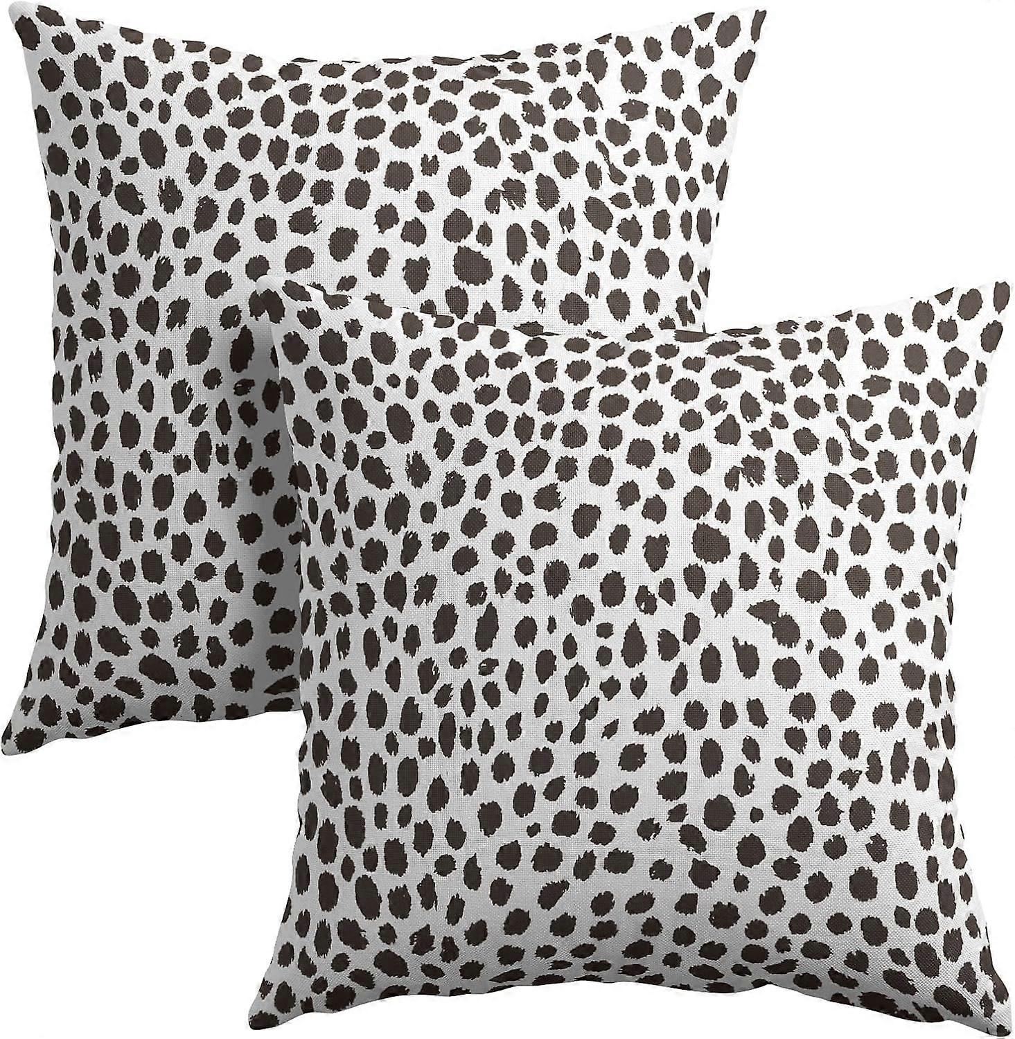 Tmavohnedé krémové obliečky na vankúše 20x20 palcov Boho Design Polka Dot Throw Vankúš Súprava 2 moderných ťahov štetcom Potlač Obliečka na vankúš Bavlnená bielizeň Cush