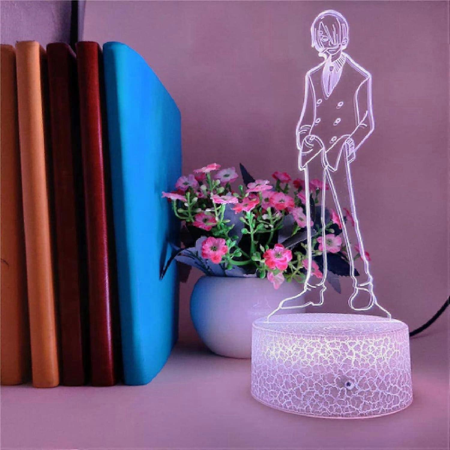 One Piece Luffy 3D Illusion Night Light Lamp Smart Touch, RGB Effect USB Cable Powered Creative 3D Japanese Anime Lamp