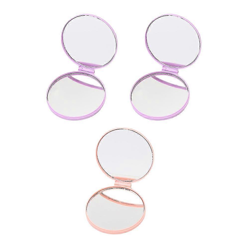 Portable Plastic Folding Circular Embossed Cosmetic Mirror