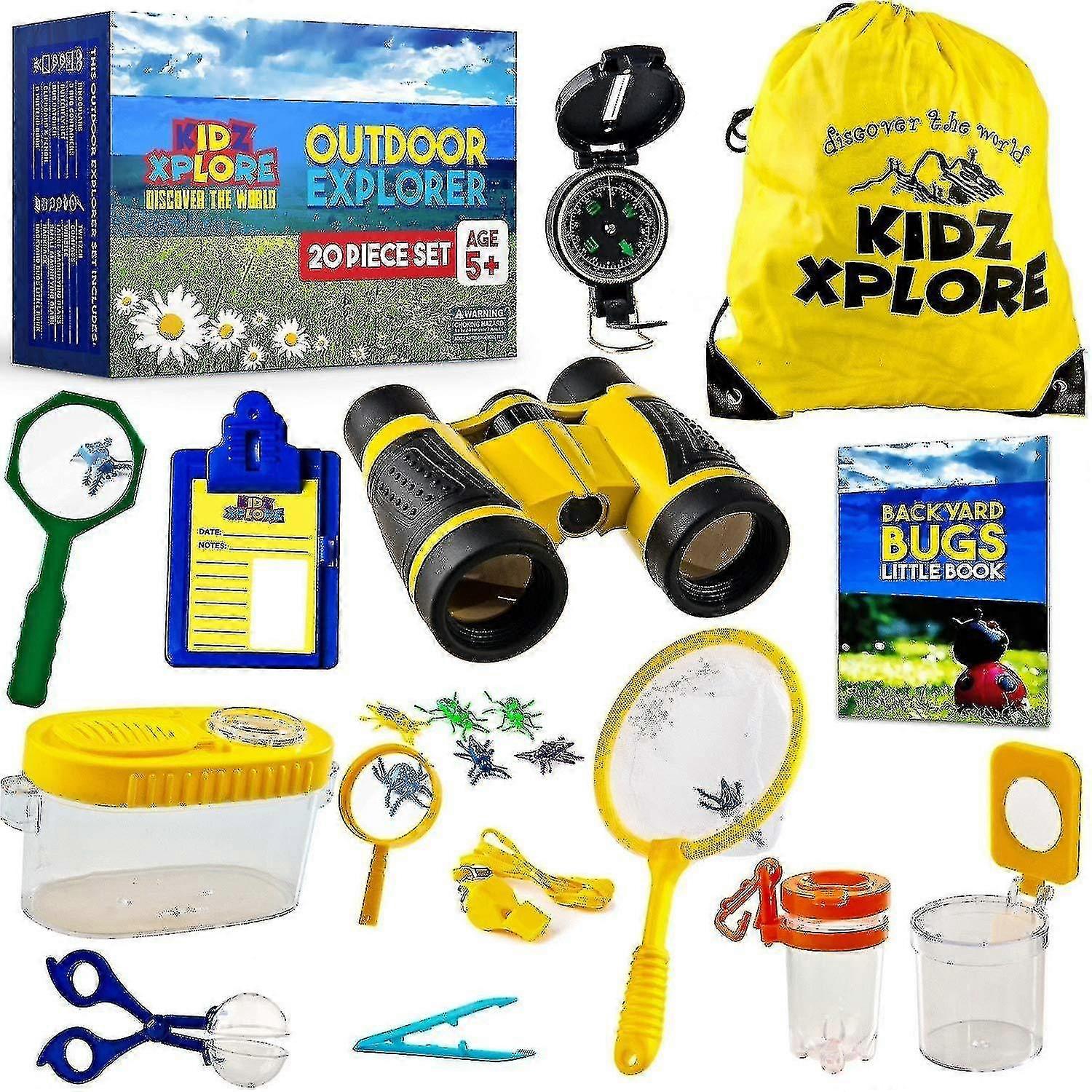 アウトドアエクスプローラーセット - バグキャッチキット自然探検子供屋外ゲームミニ双眼鏡キッズ