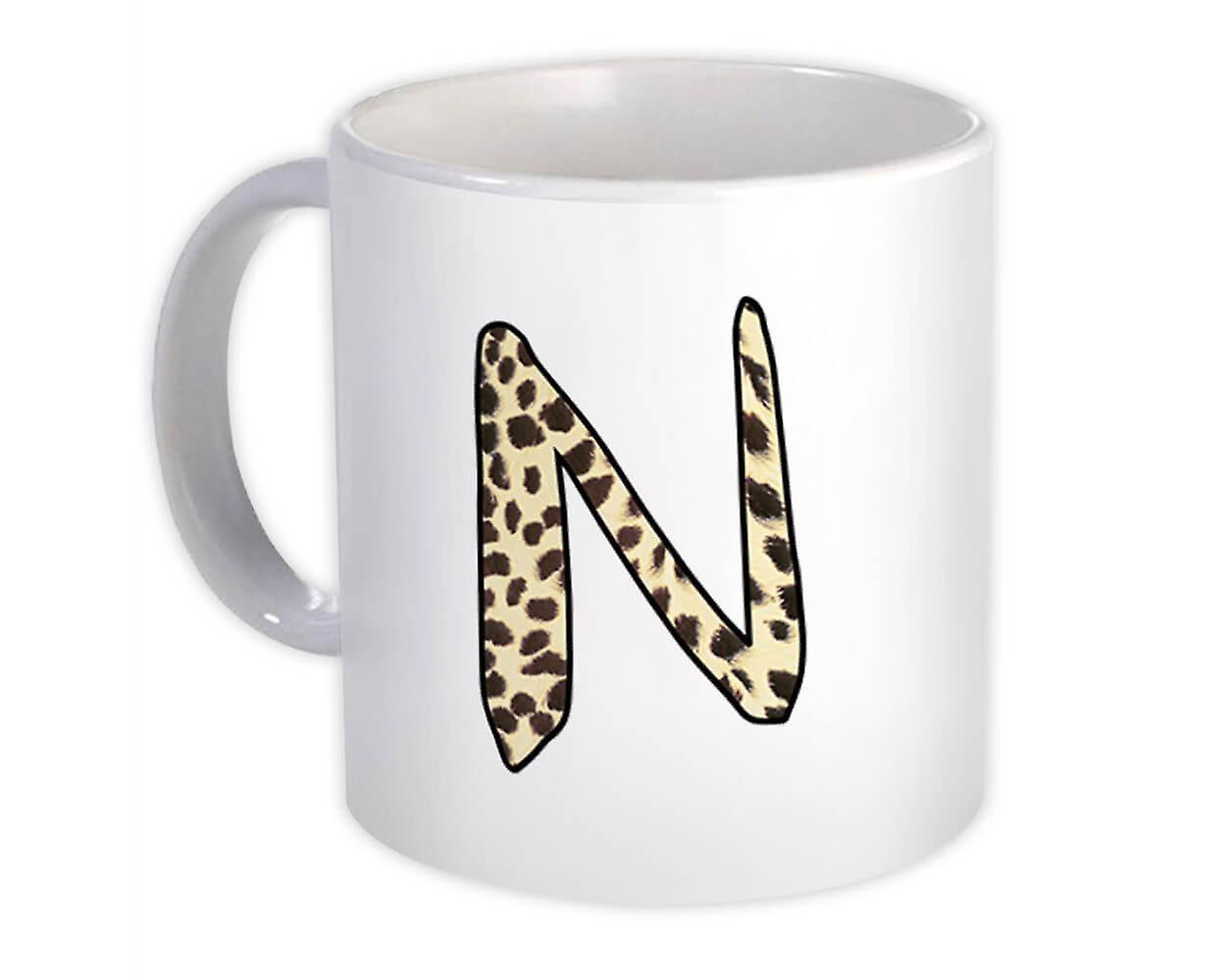 Gift Mug: Monogram Letter N Cheetah