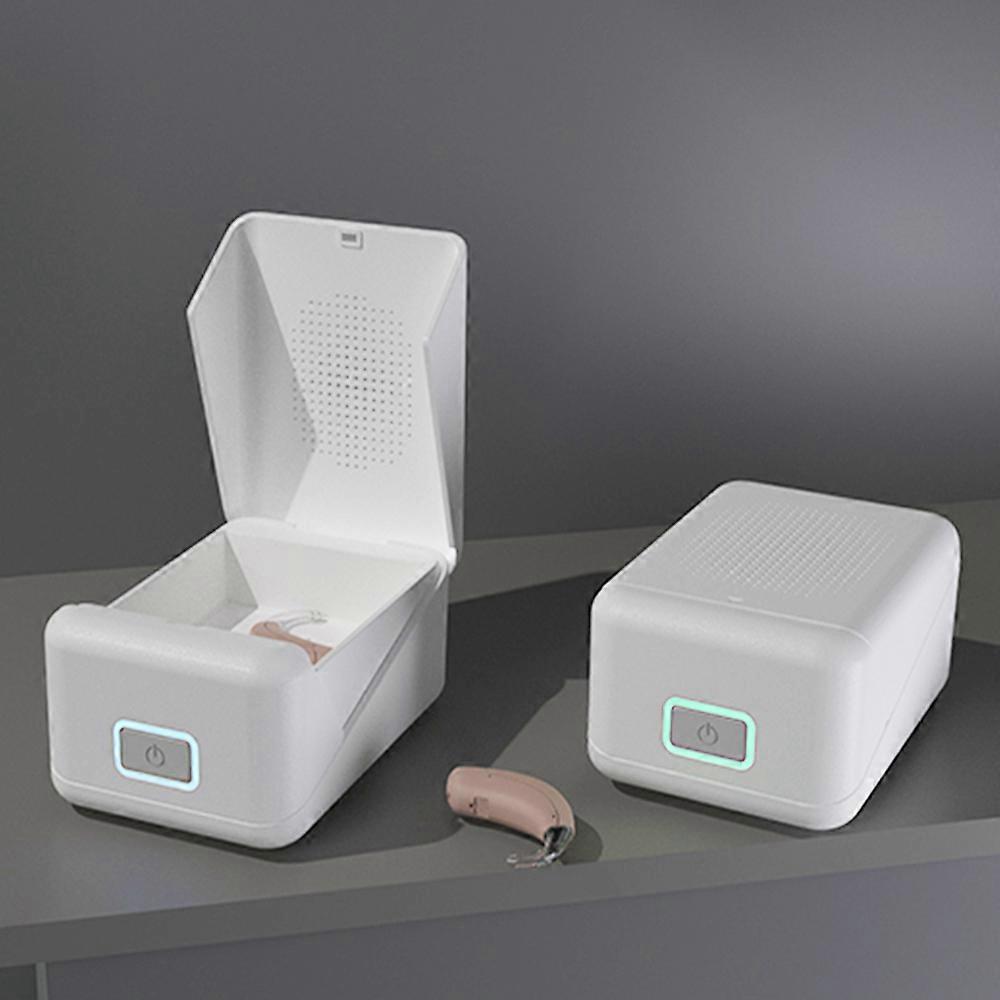 Hearing Aid Dehumidifier Electronic Drying Case Dryer Dry Box with 2/8 Hour Timer Aid UV-LED Ultraviolet Rays Removes Sweat & Mo