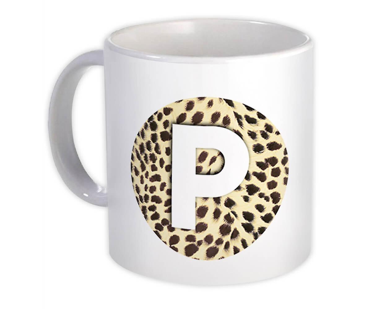 Gift Mug: Monogram Letter P Cheetah
