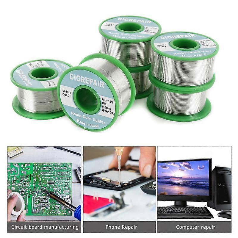 2 Rollos De Estaño Para Soldar Sin Plomo - 0.8mm, Núcleo De Colofonia, 50g Cada Uno, Para Electrónica Y Reparaciones
