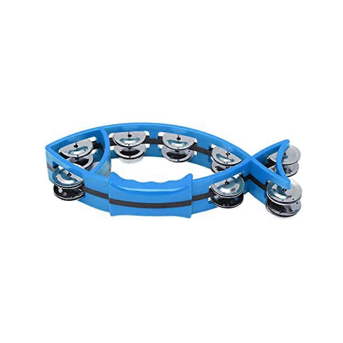 Hand Tambourine Bell Fish Shaped Hand Bell Abs Metal Double Tambourines Musical Rhythm Instrument F