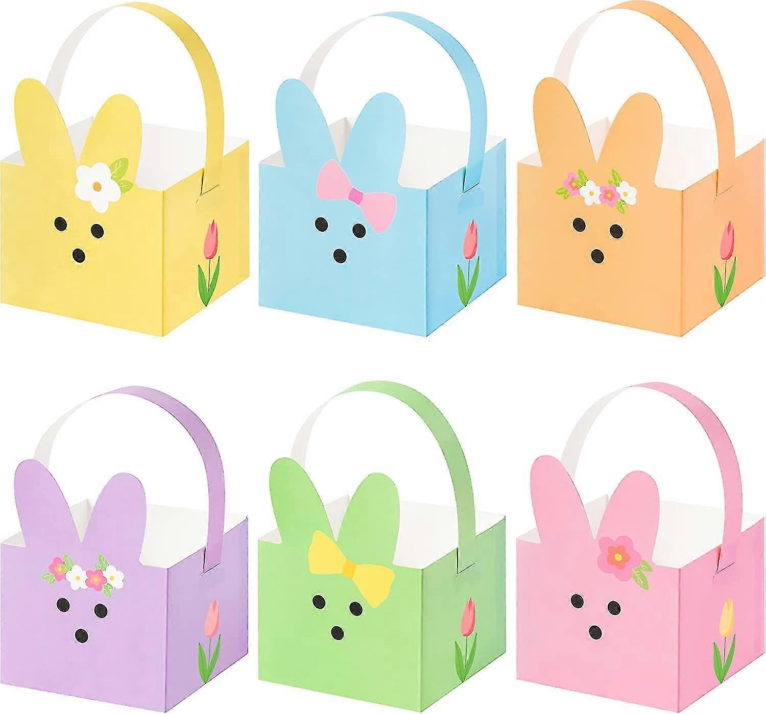 24Pcs Easter Treat Boxes For Kids, Easter Candy Boxes With Handle, Easter Bunny Rabbit Cardboard Boxes, Goody Cookies Containers For Easter, Easter Bo
