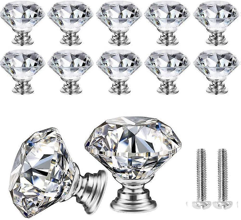 Crystal Drawer Knobs Dresser Furniture Knobs Handle 30mm (10 Pcs)
