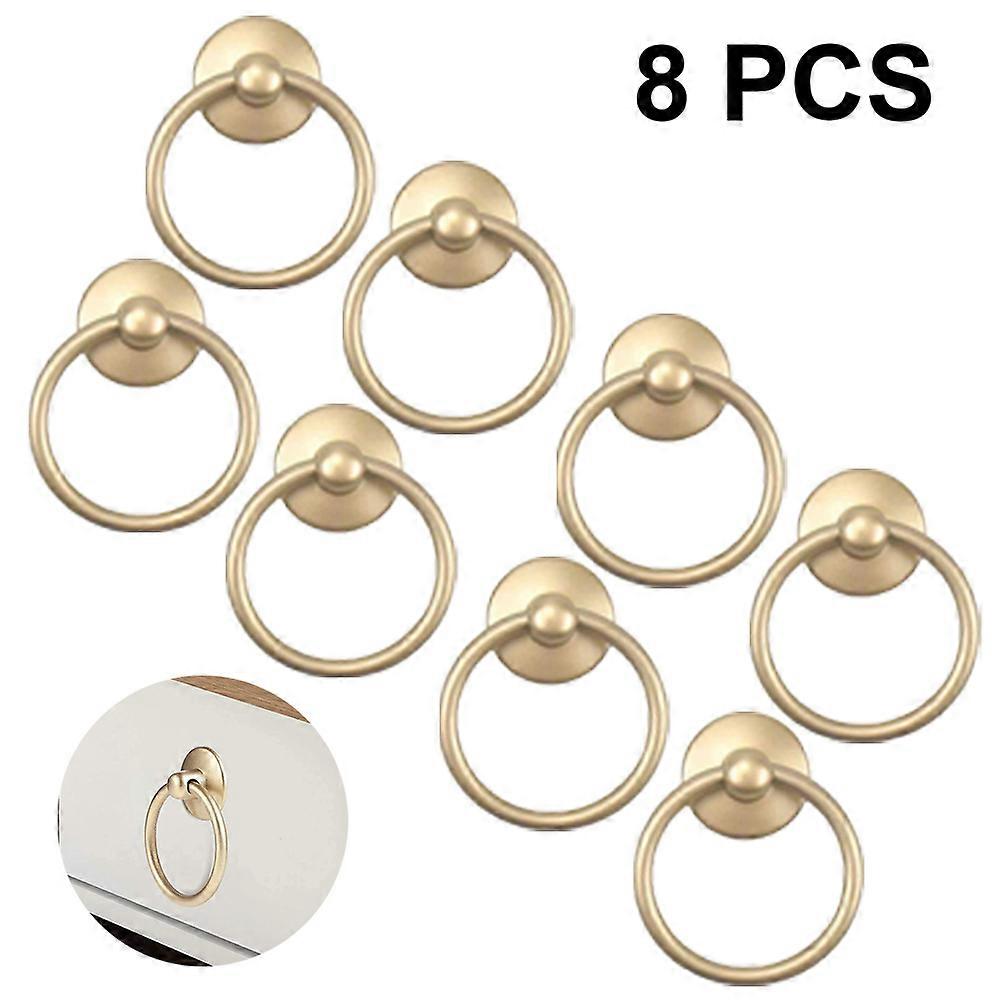 8PCS Vintage Cabinet Ring Knobs Round Antique Drawer Pulls Handle for Door Cupboard Drop