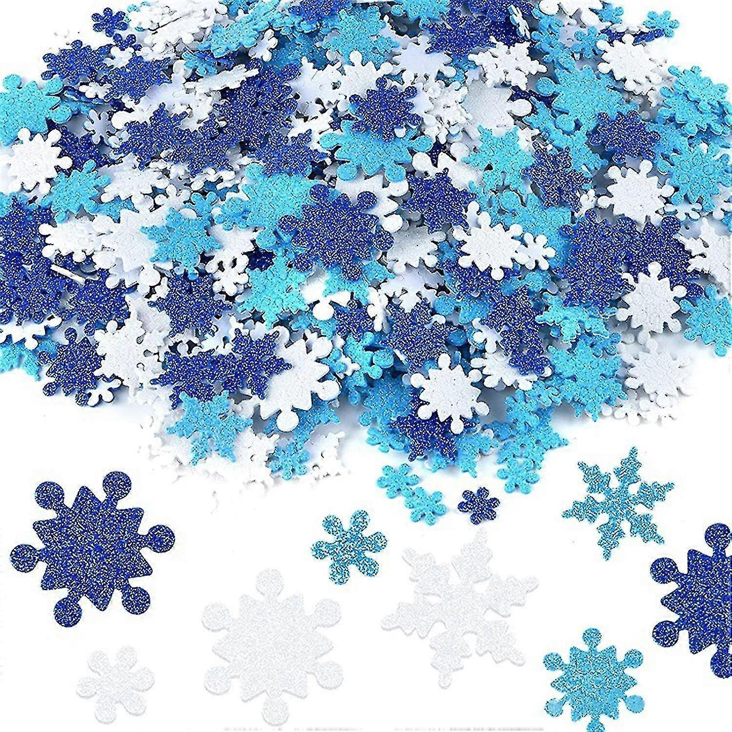 500 Pcs Foam Snowflake Stickers Glitter Foam Stickers Self Adhesive Christmas Foam Stickers For Kids 3 Sizes Snowflake Window Clings Diy Scrapbook - D