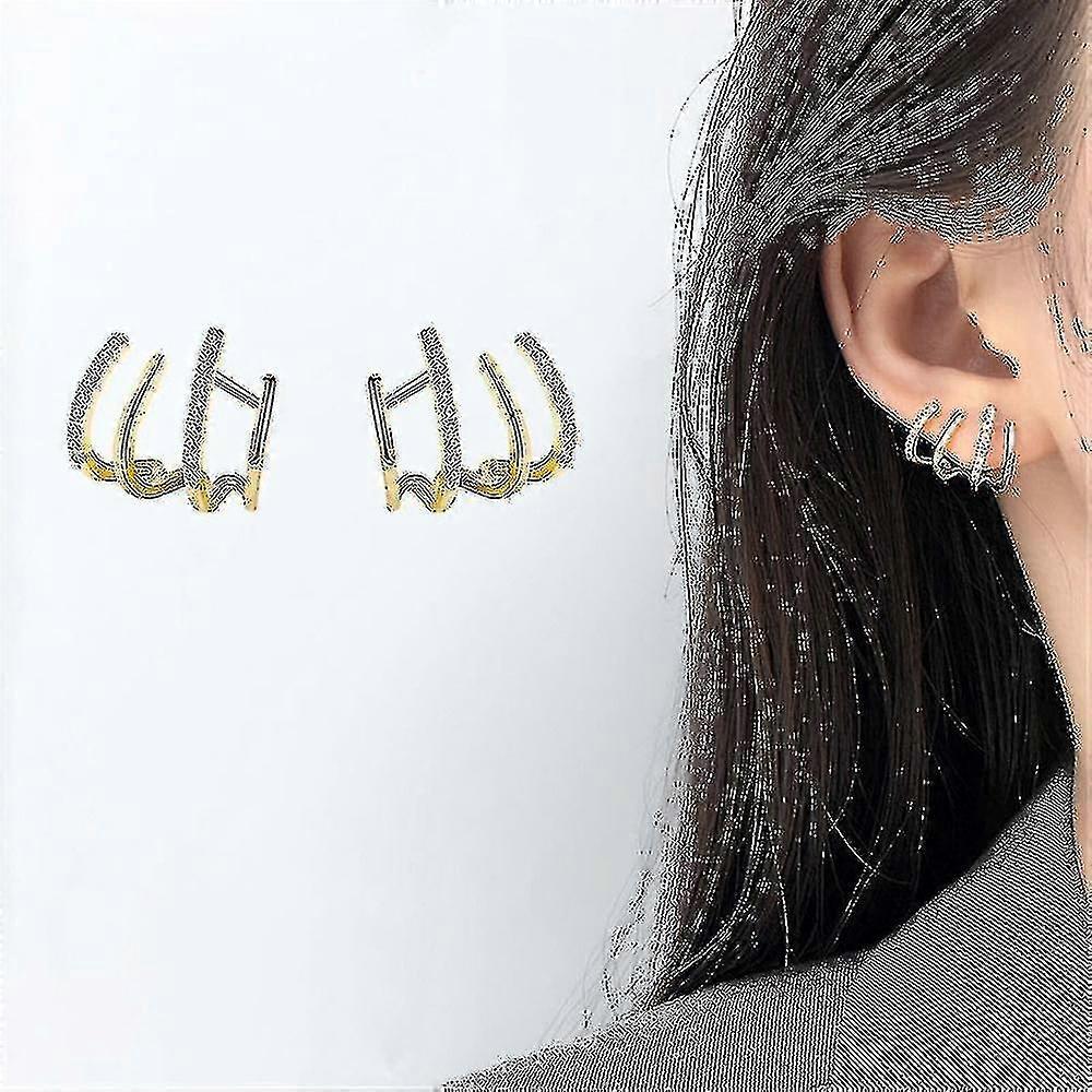 Stud Earrings Shiny Four Claws Earring Gifts