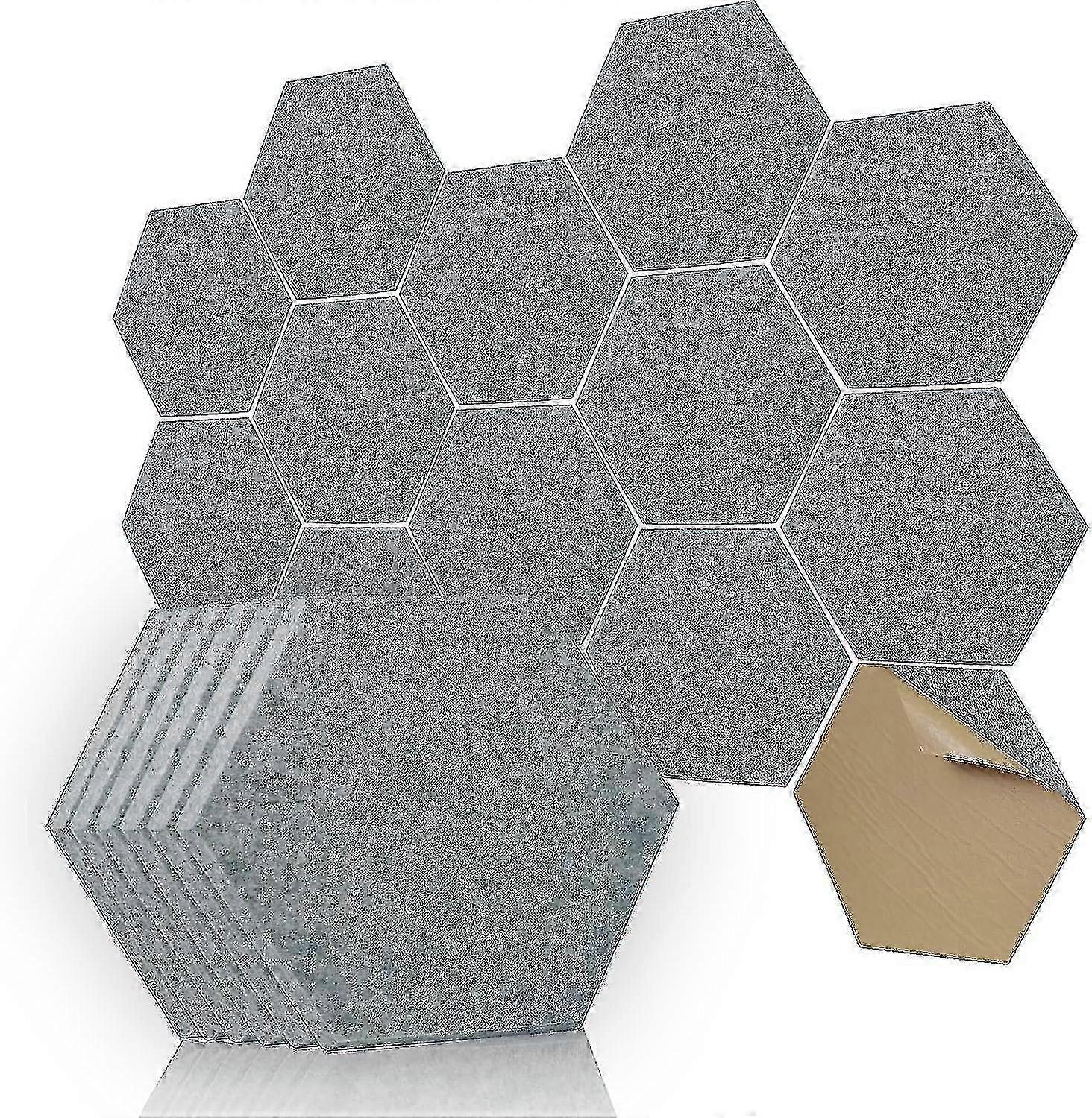Acoustic Panels Hexagon Self-adhesive, 12 Pack Soundproof Wall Padding, 12" X 10" X 0.4" Absorption Panel Used In Home And Offices(grey)
