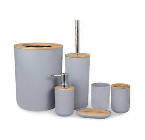 6 Pieces Bathroom Accessories, Bamboo Bathroom Accessory