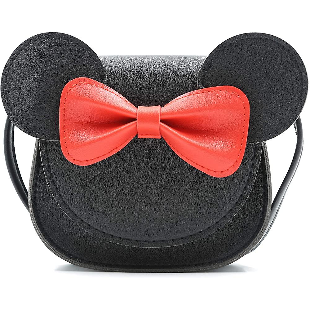 Small Mouse Ear Bow Crossbody Wallet (black)