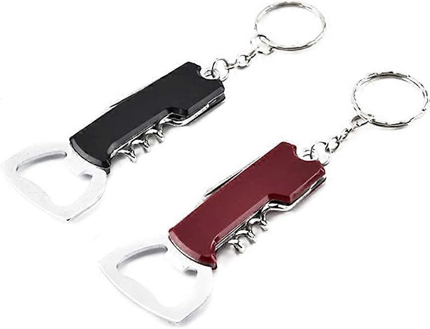 2pcs Multifunctional Bottle Opener Keychain (Black + Red)