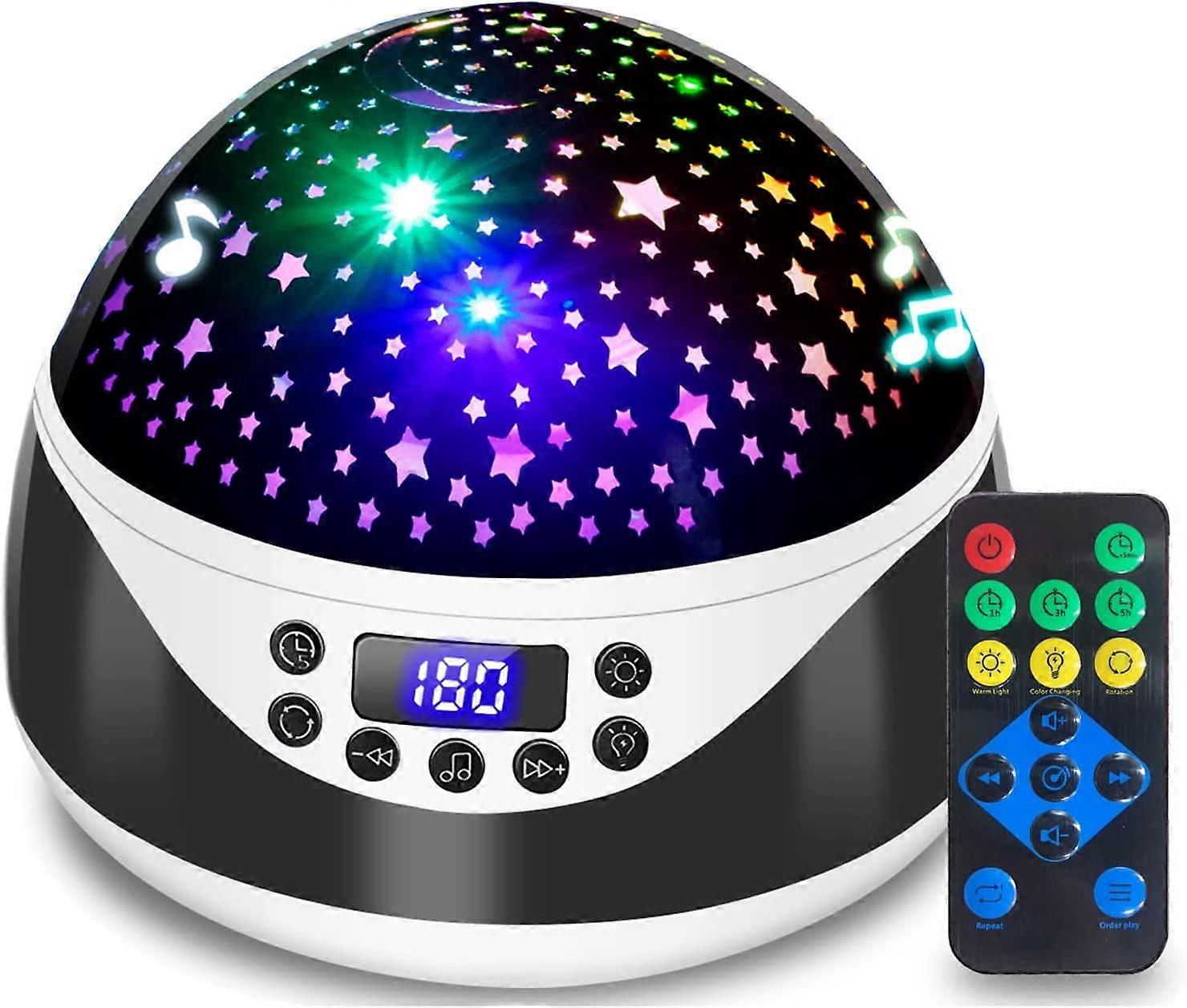 Night Light Projector, 8 Color Star, with Remote Control (Black)