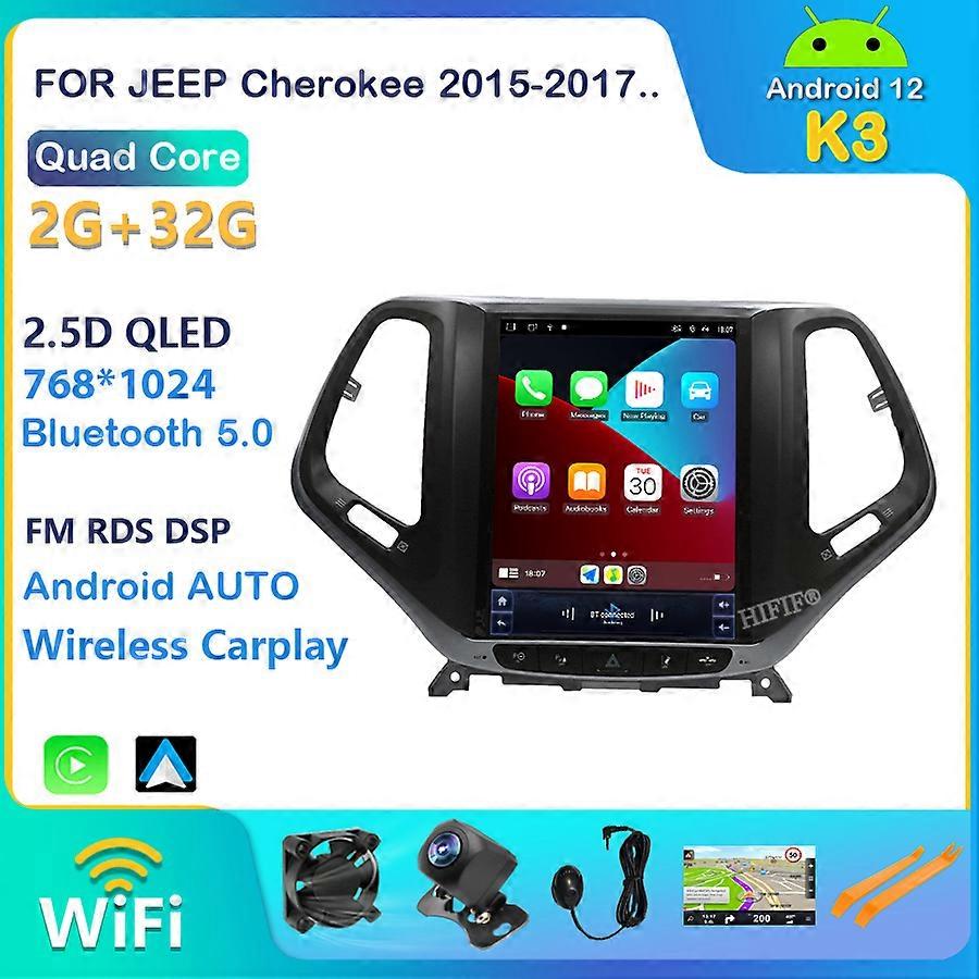 Android Tesla Style Car GPS Navigation For JEEP Cherokee 2015-2017 Auto Radio Stereo Multimedia Player With BT WiFi Mirror Link