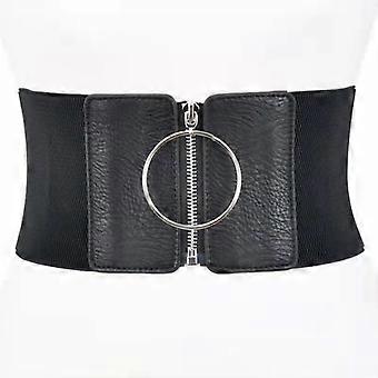 Wide Belt for Women Elastic Dresses Belts Female Big Metal Circle Ring  Black Ladies Waist Strap | Fruugo NO