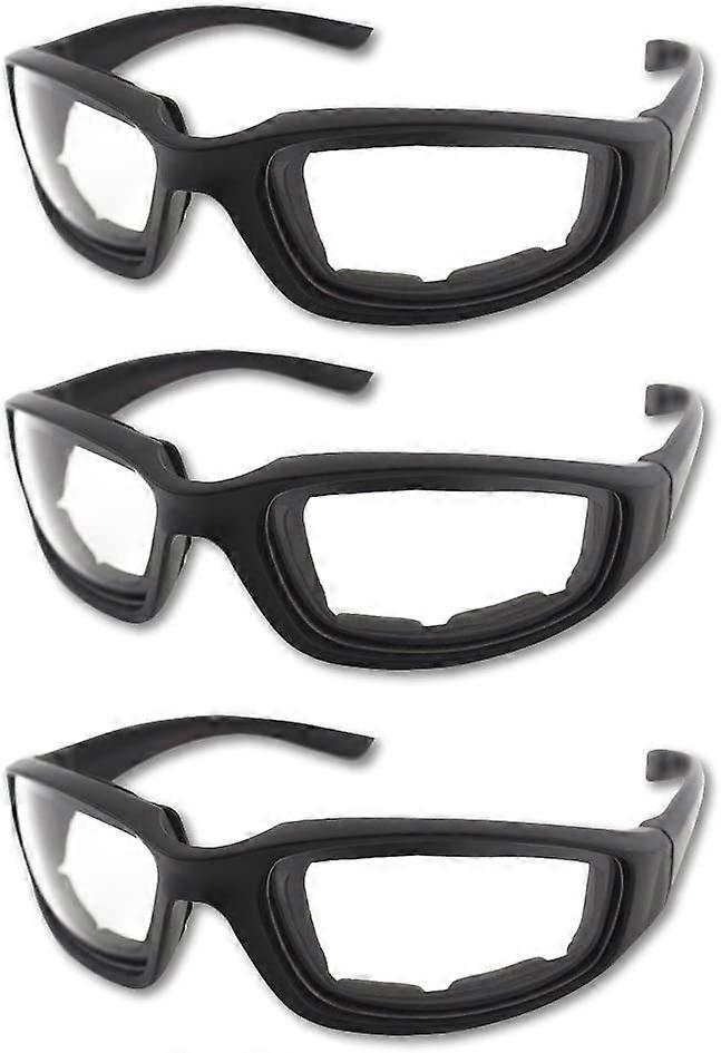 3 Pair Motorcycle Riding Glasses Padding Goggles Uv Protection Dustproof Windproofmotorcyc