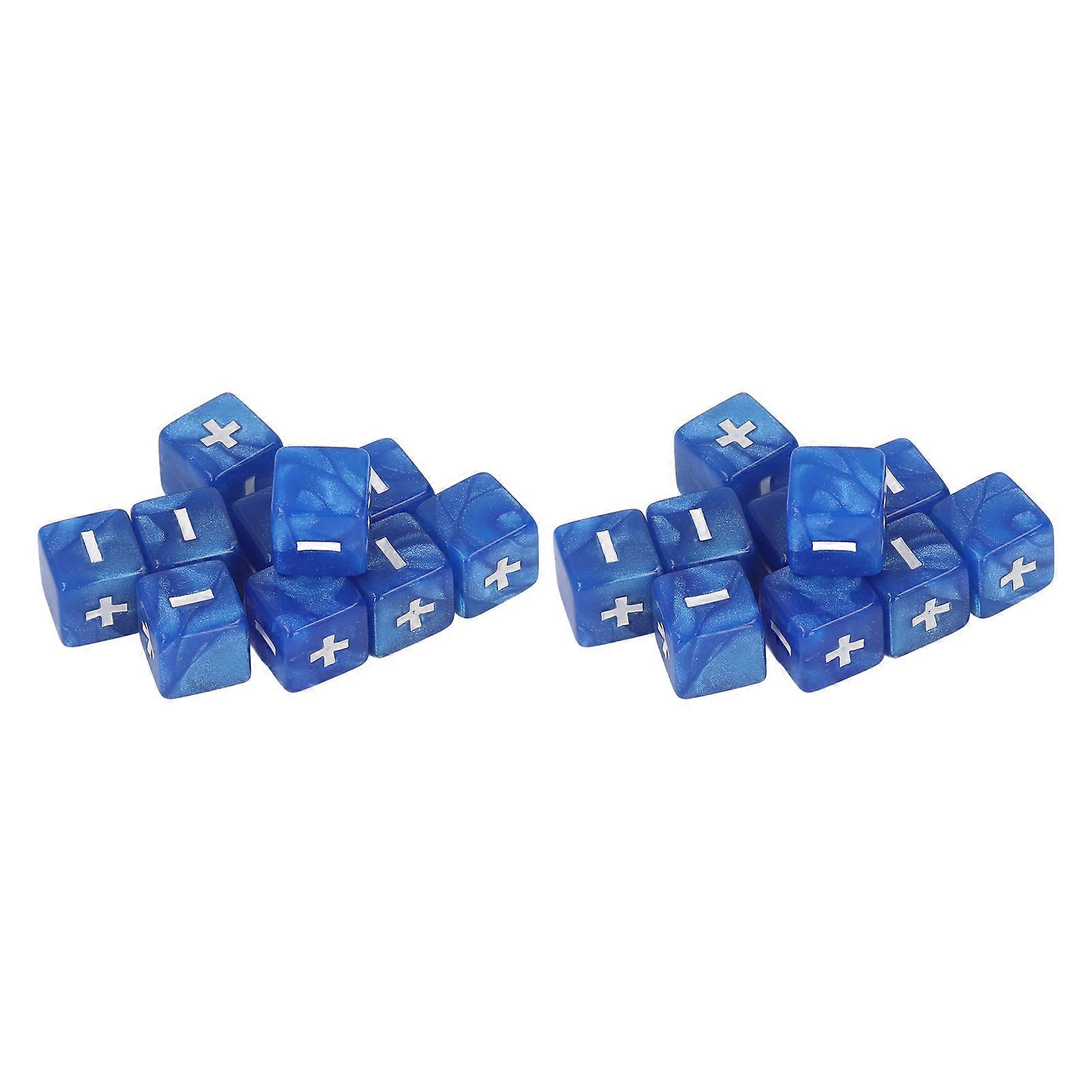 20pcs Plus Minus Sign Dice Set 16mm Math Operation Calculation Dices for Infant Teaching Blue
