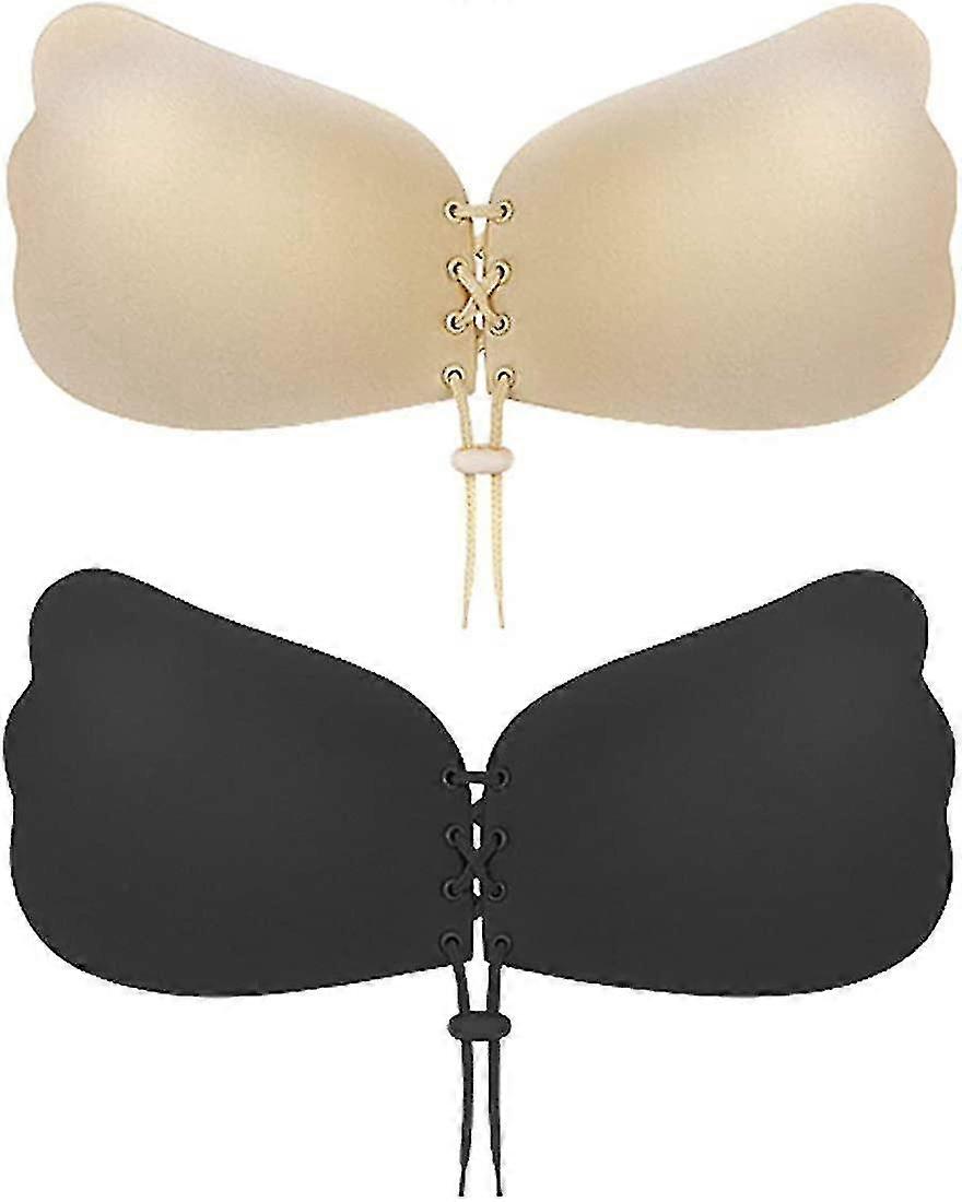 Adhesive Strapless Bras 2 Pack Adhesive Push Up Silicone Bras With Drawstrings