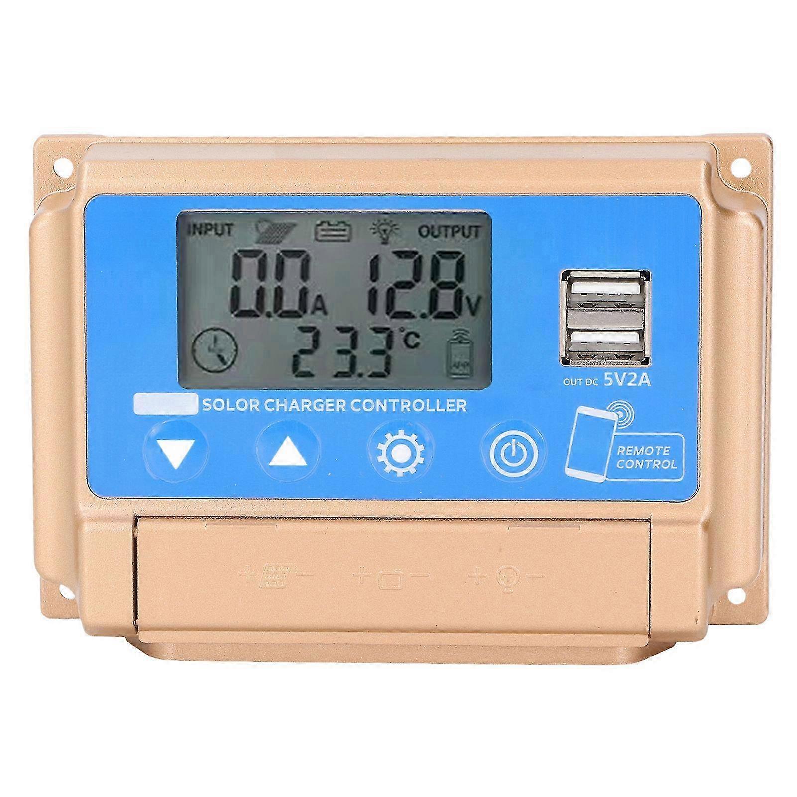 Solar Charge Controller Dual USB MPPT Intelligent Solar Panel Regulator with Bluetooth 12V 24V 40A_B