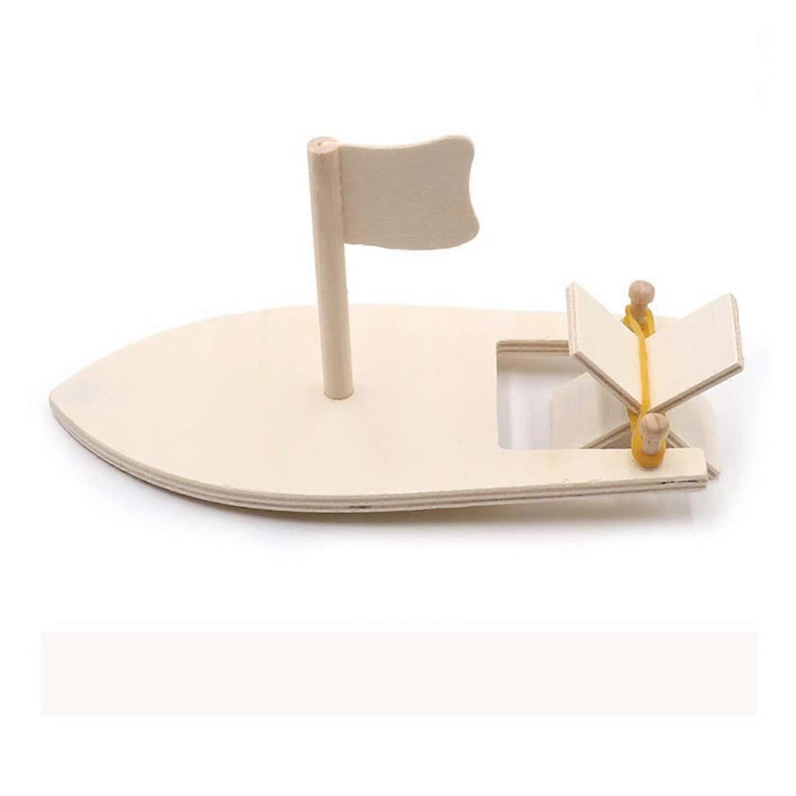 Wooden Sailboat Creative Painted White Model Children Painted Diy Ship Handmade Material Package