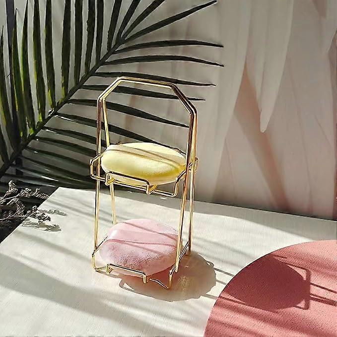 Two-Layer Three-Layer Air Cushion Powder Puff Rack Beauty Egg Storage Rack Sponge Powder Puff Egg Rack Makeup Tool Storage Rack (Color : Gold)