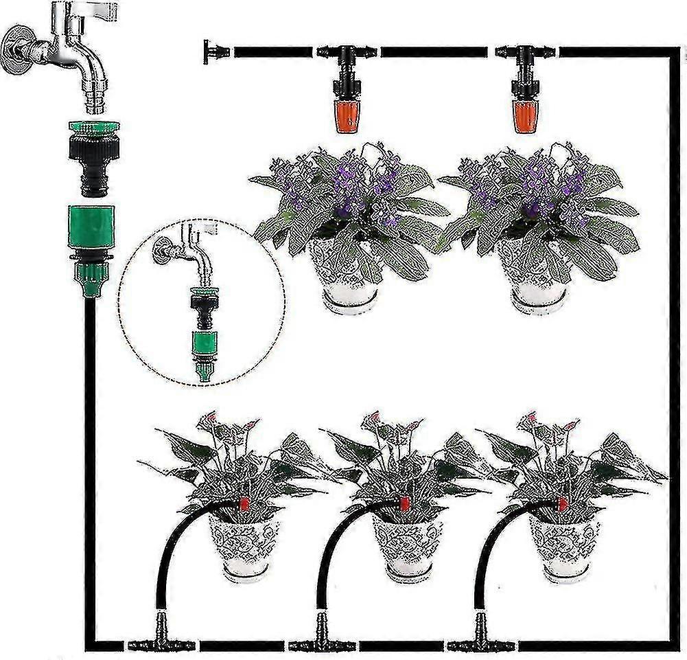 Garden Irrigation System. 20m/65ft Micro Drip Irrigation Kit Automatic Adjustable Watering -