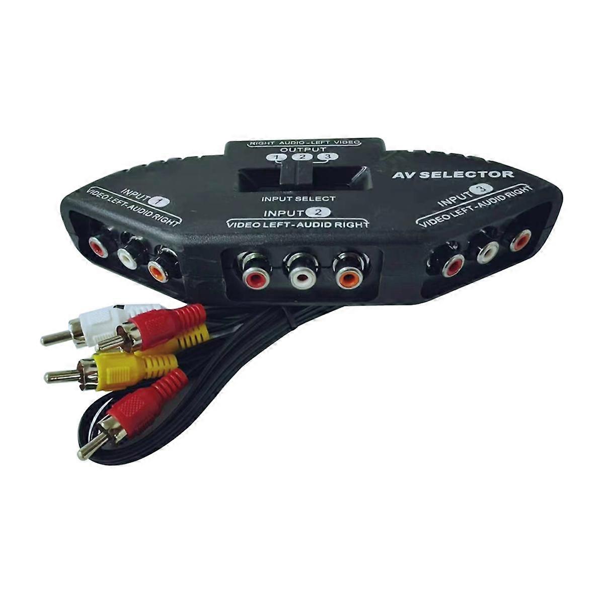 3-Way Audio Video AV Switch Selector Box Splitter Switch W/ Cable for TV X-Box DVD Player Devices S