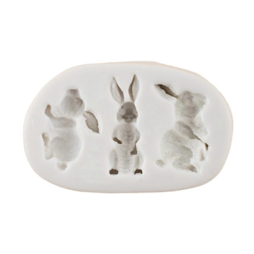  3D Silicone Cake Mould Easter Three Rabbits Decorat Mold Chocolate Baking Tool