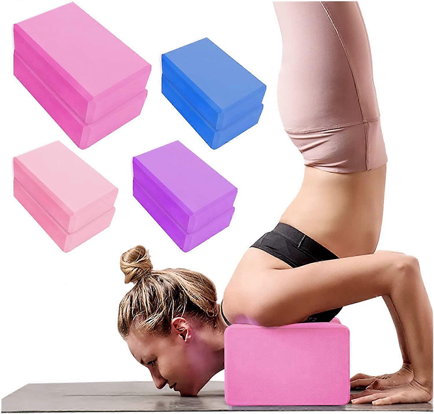 2 Pack Yoga Blocks High Density EVA Foam Brick Soft Non-Slip Surface Exercise Bricks Stability and Balance for Exercise, Yoga, Pilates, Meditation, Ai
