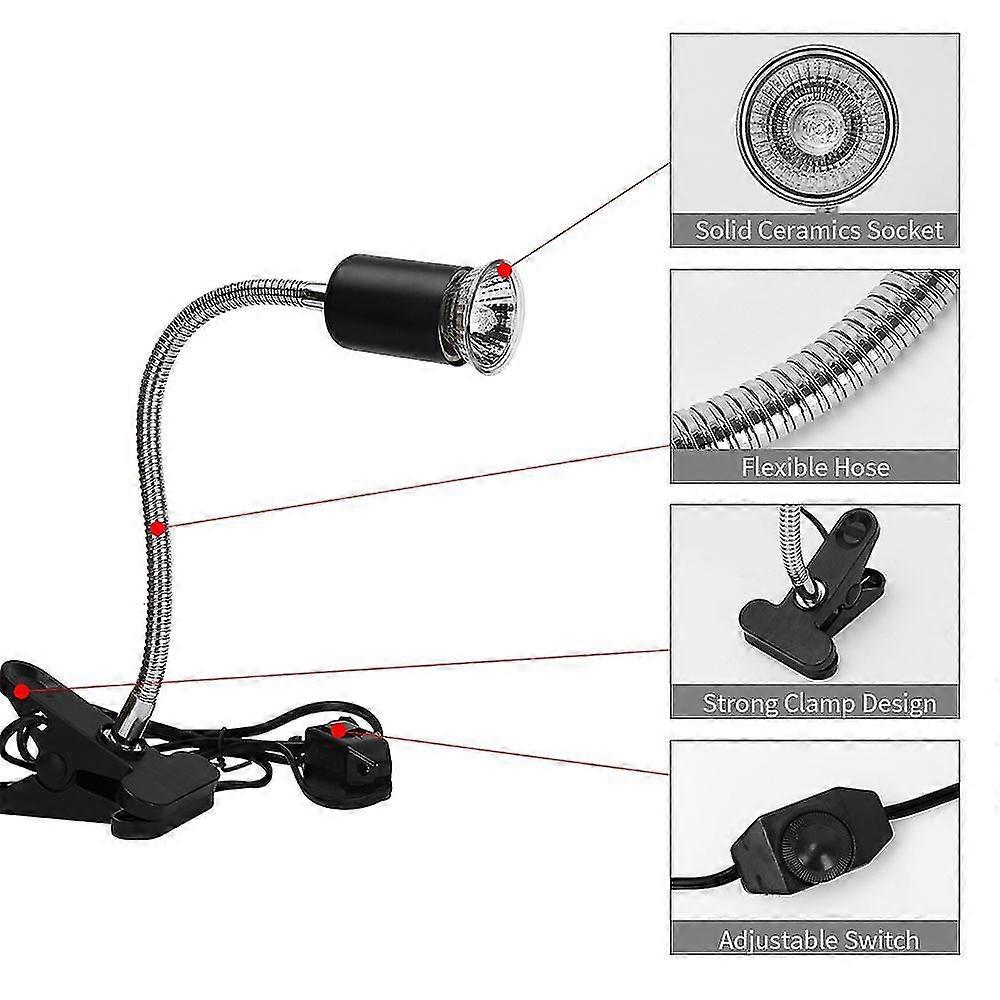 Pack de 2 ampoules UVA UVB 75W 1 * + 1 * corps de lampe, lampe reptile lampe tortue terrestre chauffée avec culot long 360 rotation pour reptiles et