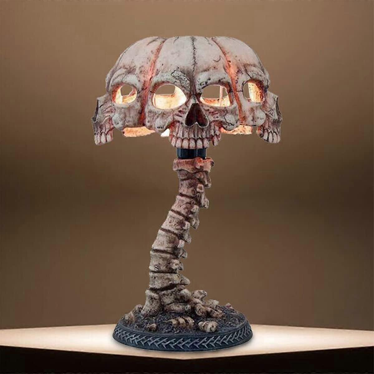 Skull LAMP,Skull and Spine Table Lamp,Gothic Table Lamp,3D Skeleton Lamp, Holiday Gift Halloween USB Skull Desk lamp