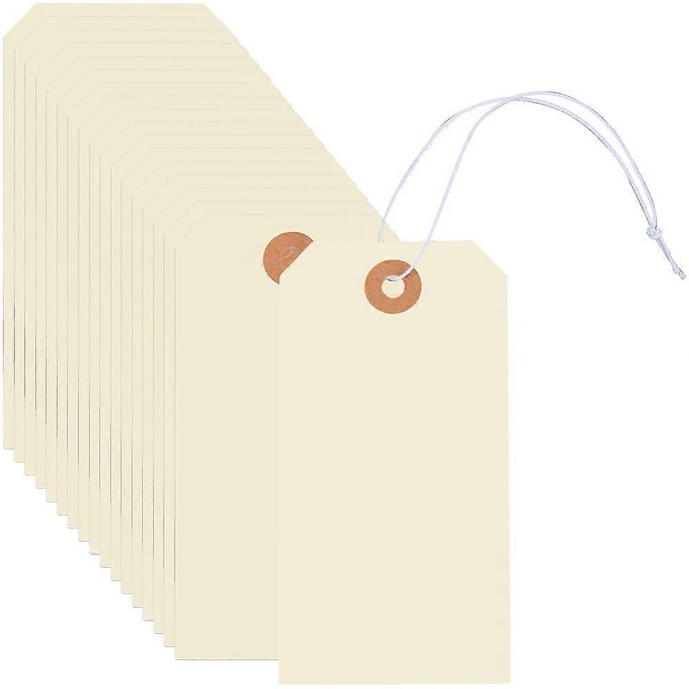 100Pcs Blank Paper Price Tags with Cord Rectangle Yellow 24.5~24.8cm