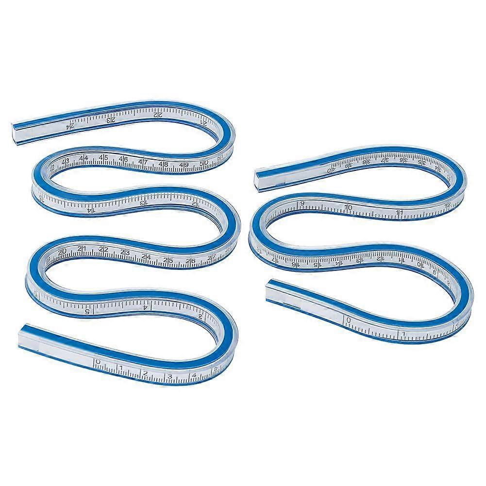2PCS 2 Size Flexible Curve Ruler 16 & 24 Inch Plastic Graphics Curve Ruler Engineering Curve Ruler Bendable Sewing Curve Ruler for Drawing Sewing Tail