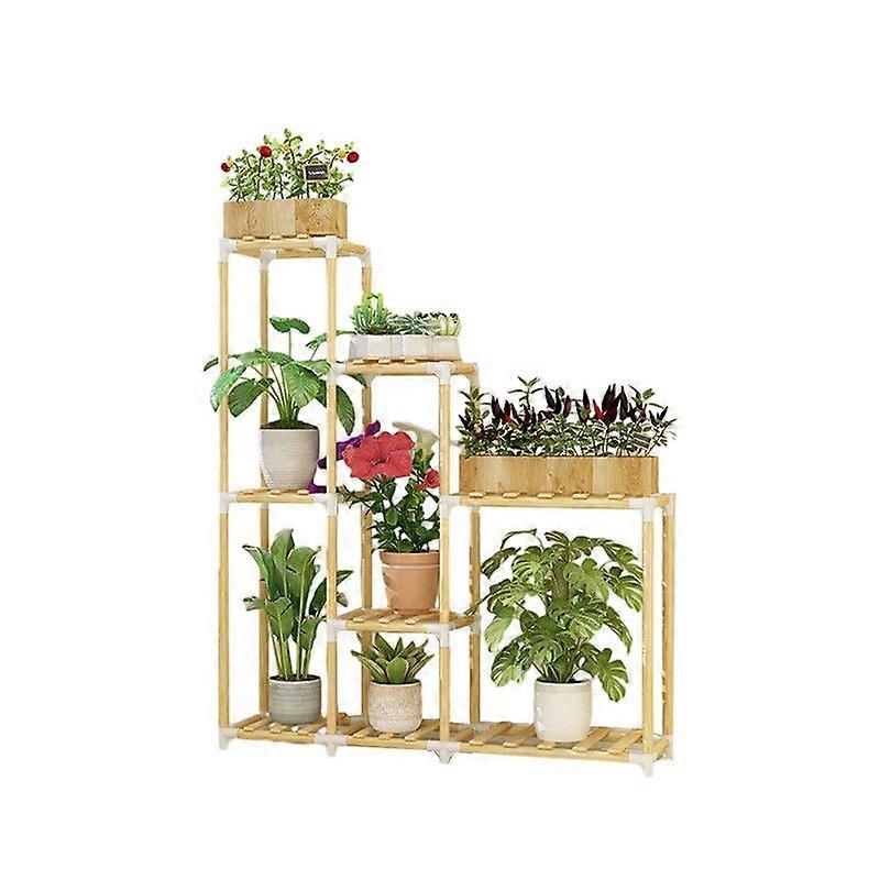 Wooden Multi-Tiered Plant Stand Perfect for Indoor and Outdoor Flower Display