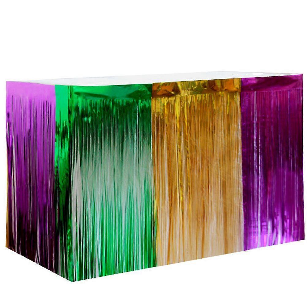 Carnival Table Skirt Decorative Shiny Tinsel Tassel Table Skirt Festive Party Photo Prop