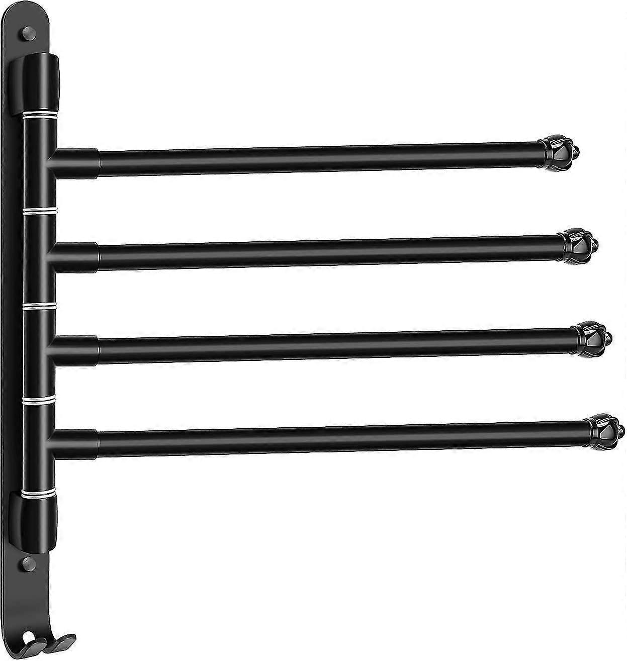 Wall Mounted Swivel Towel Holder With 4 Arms, 180 Rotating Towel Bar With Hooks For Kitchen Balcony Bathroom, Bla,6285