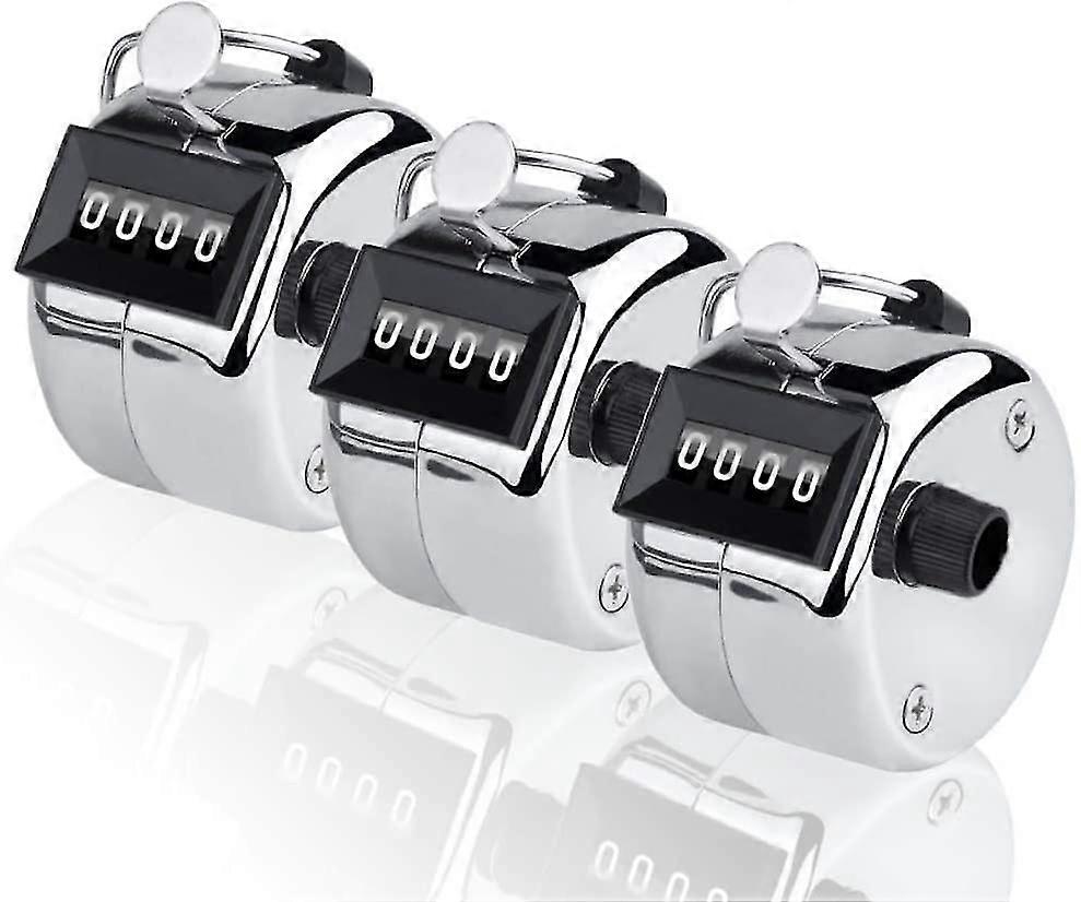 3 Piece Hand Counter, 4 Digit Lap Traer Manual Clier Metal Mechanical Counting To 9999,2108