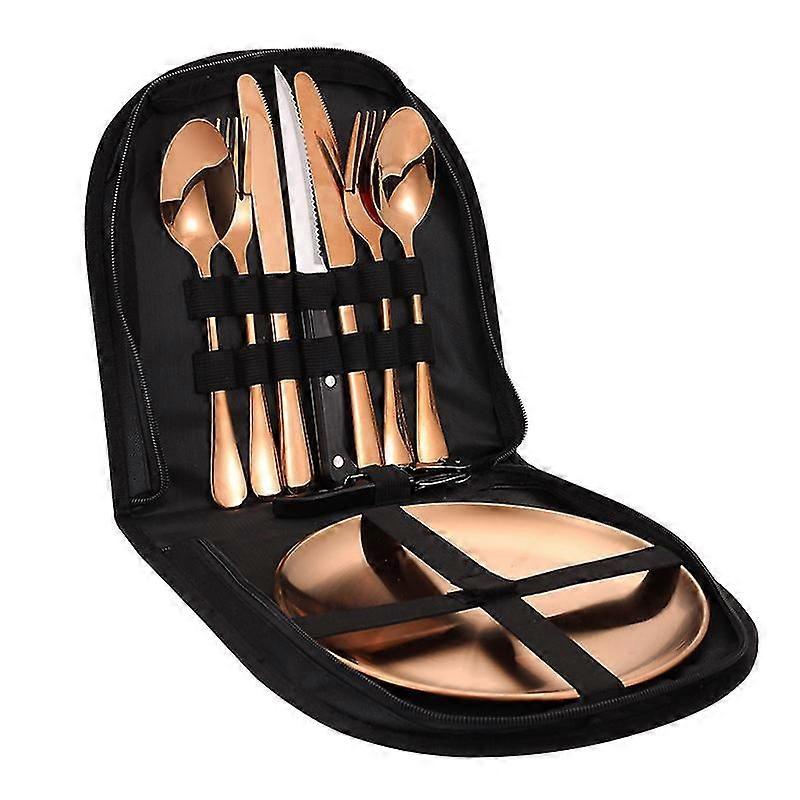 Camping Set With Case, Camping Mess Kit, Travel Silverware Set, Camping Utensils For Eating, Portable Cutlery Set