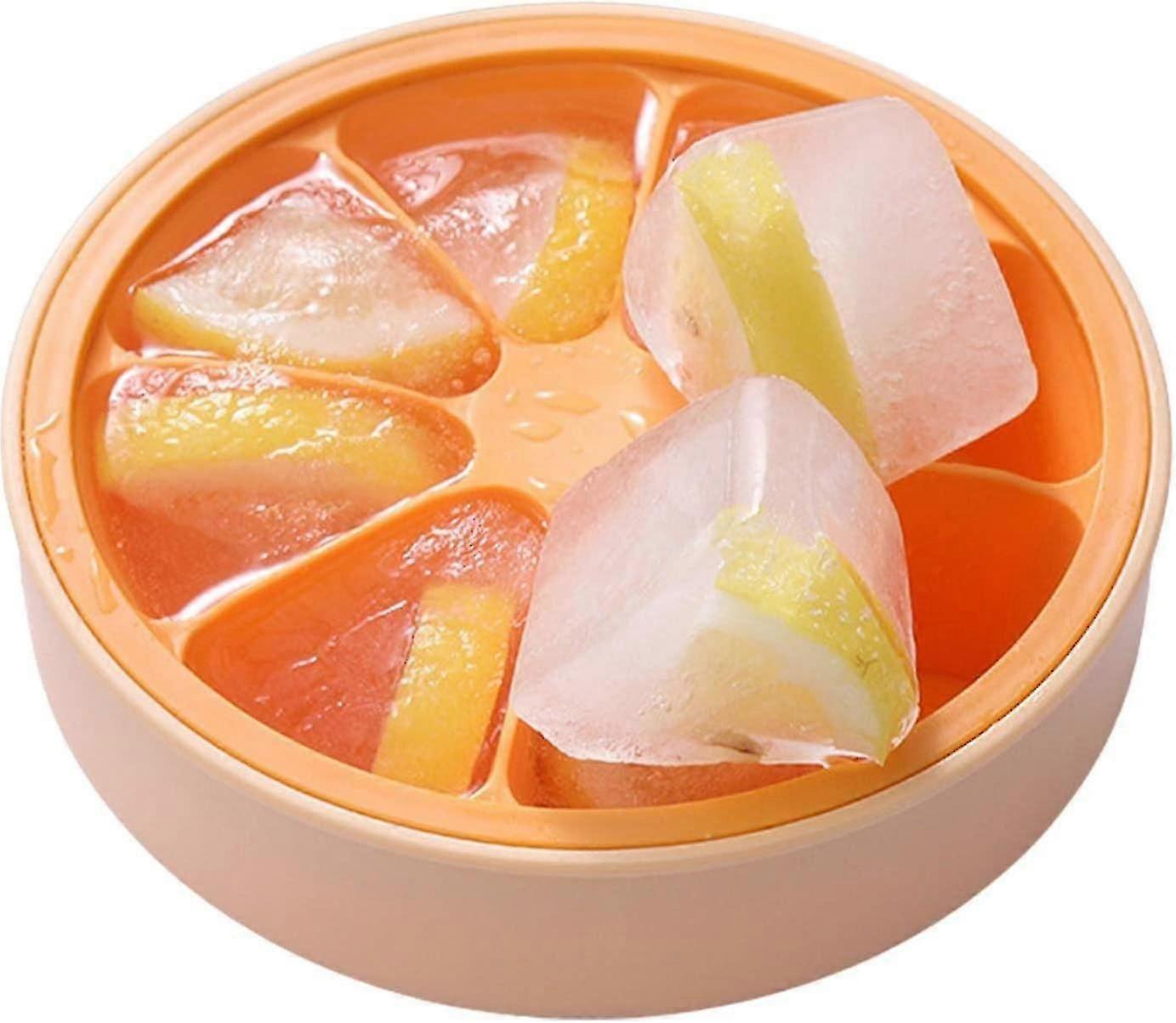 Creative Ice Cube Mold 3pcs Orange Shaped Ice Cube Box,round Ice Cube Maker Box, Orange Shaped, Easy To Release, Durable Ice Cube Container For Cold