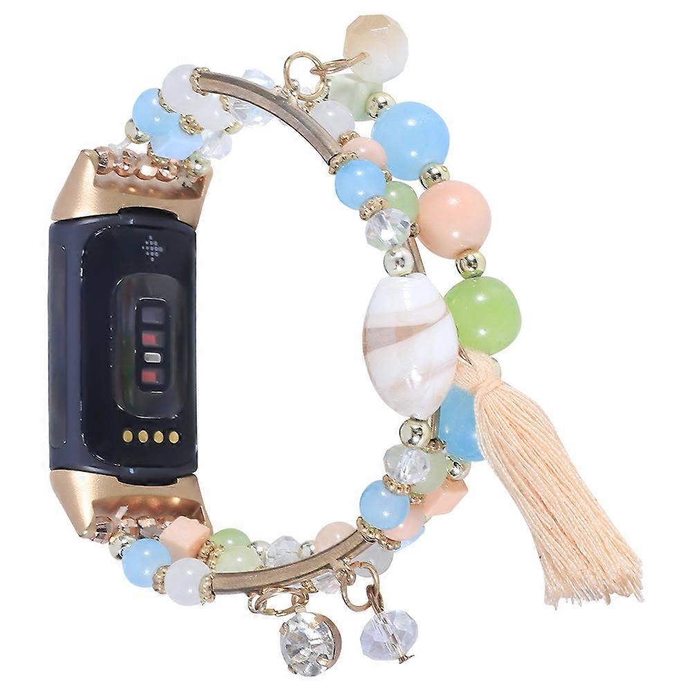 Pour Fitbit Charge 5 Round Bead Chain Watch Band