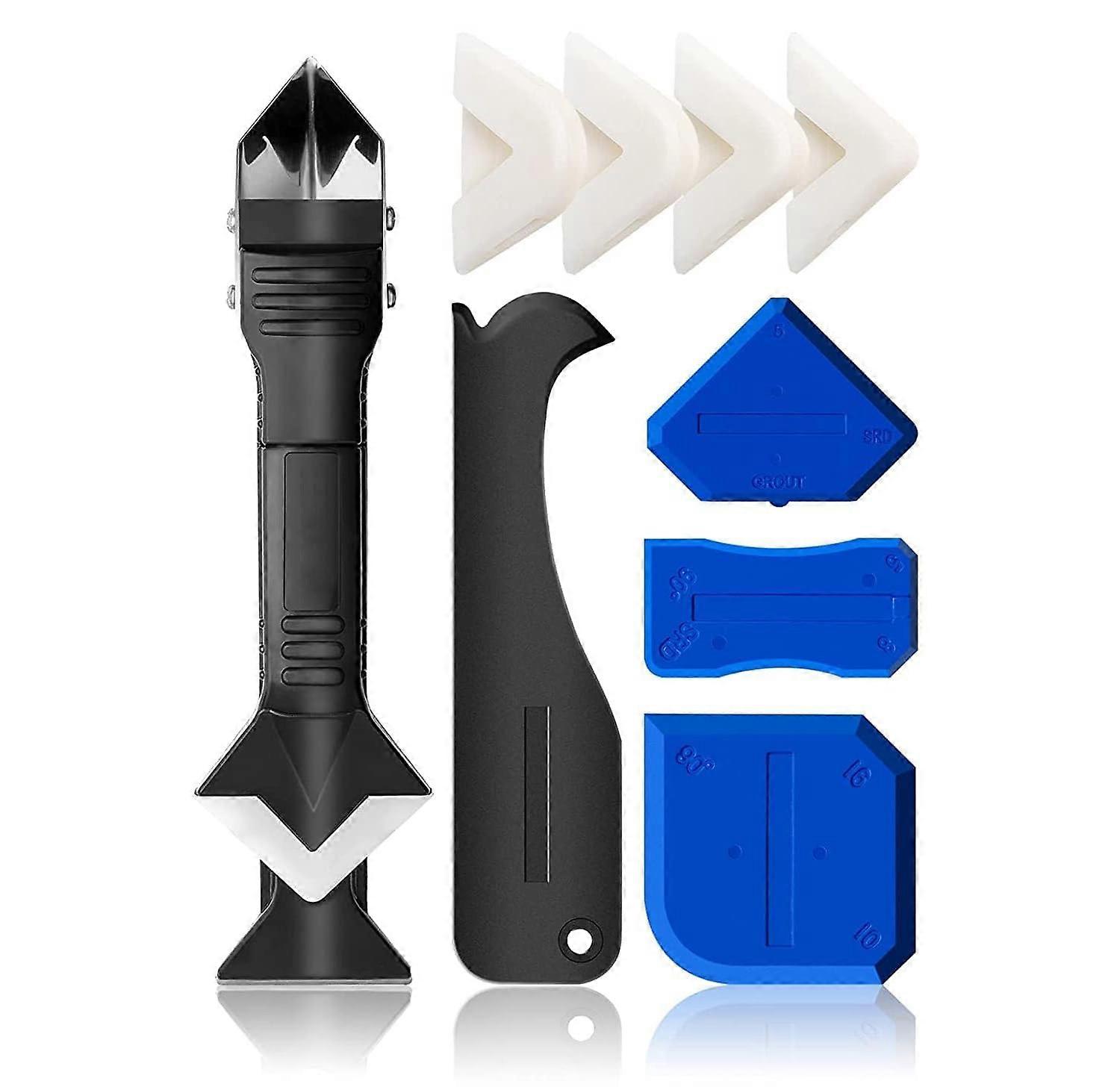 1 Kit Caulking Multi Tool Set for Bathroom and Kitchen, Silicone Sealant Applicator with Scraper and Finishing Tools