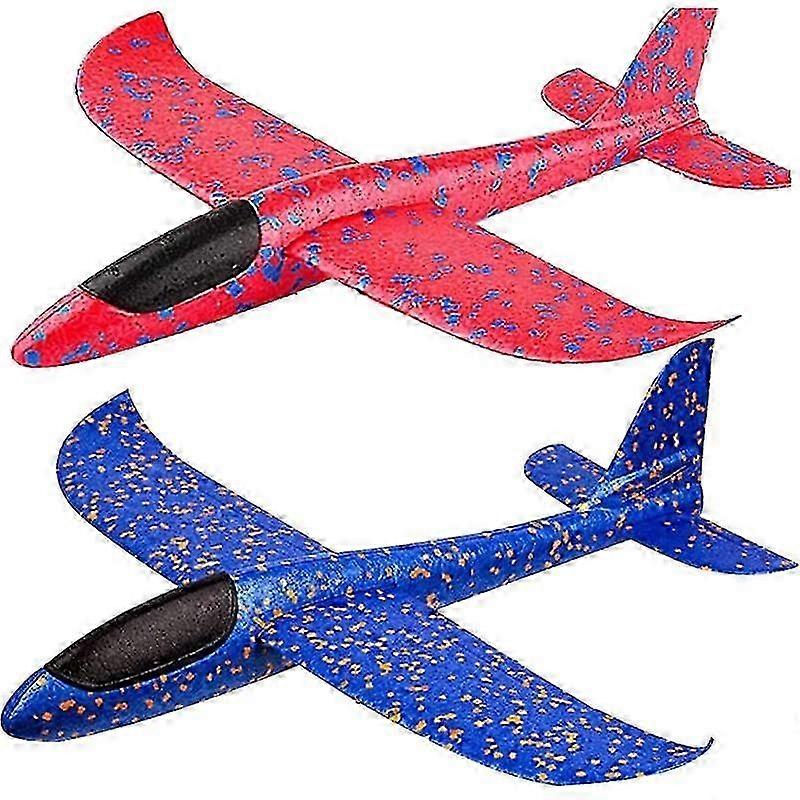 Barsinfi 2 Pack Airplane Toys, 19 Large Throwing Foam Plane, 2 Flight Mode Glider, Flying Toy For Ki