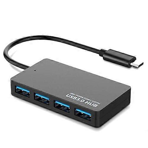ZRUXE HB-281 4 Port USB Adapter Cable High Speed USB Docking Station Multi-interface Hub Converter, Color: Black Type-C