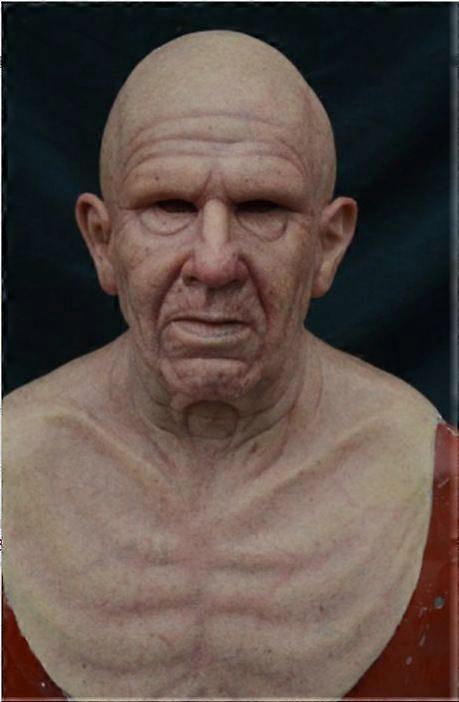 オールドマンマスク - リアルなハロウィンラテックス人間シワフェイスマスクタイプ7