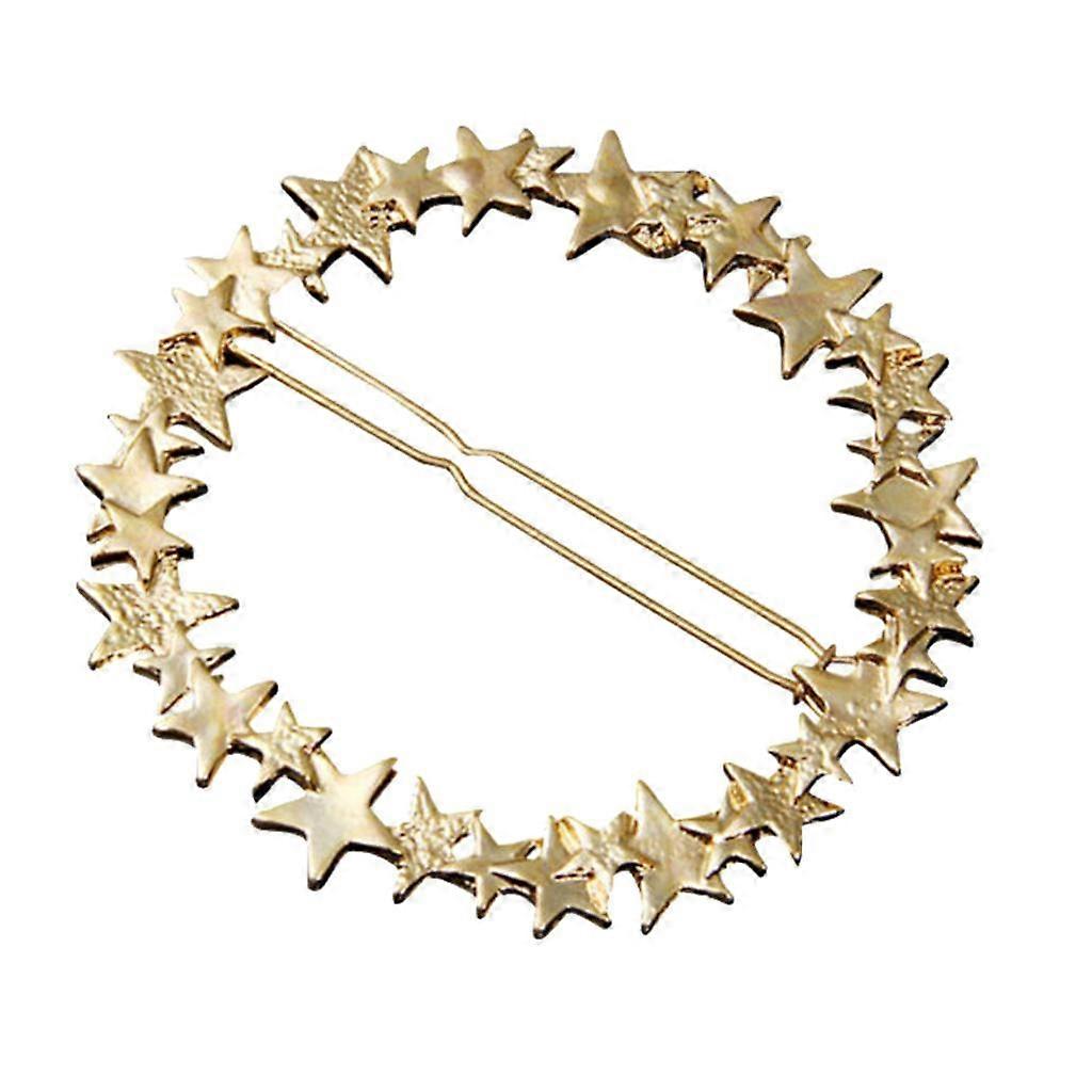 Femmes À La Mode Pentagramme Étoile Couronne Cheveux Clip Latéral Épingle À Cheveux - Or