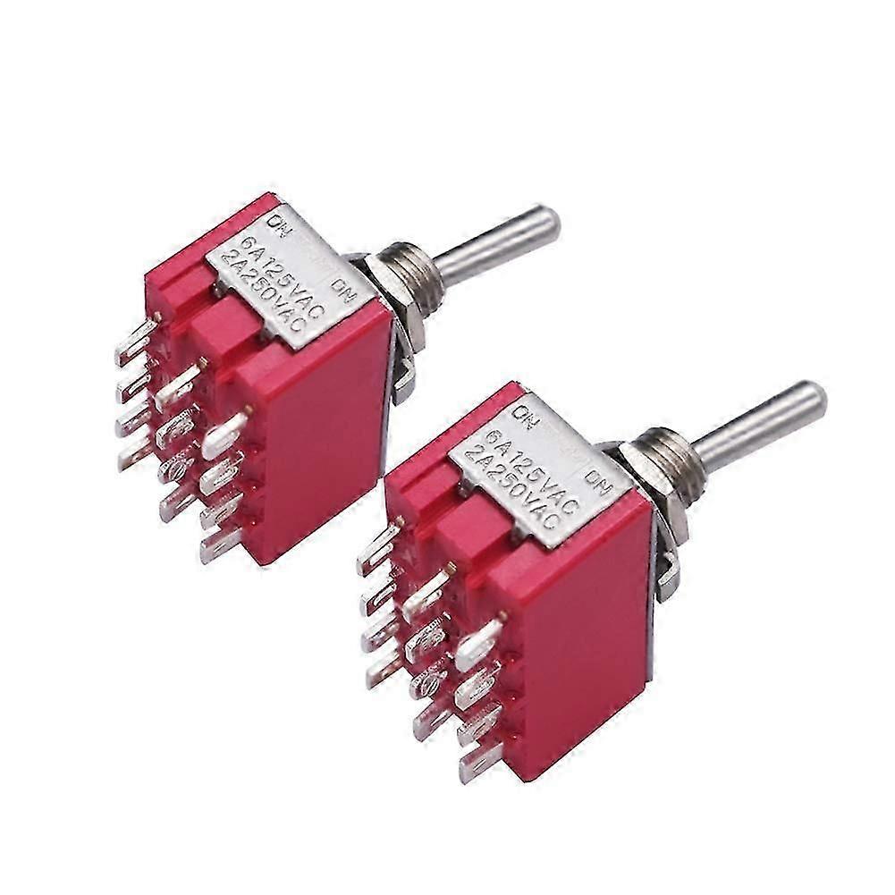 2er-Pack-Miniatur-Kippschalter 4PDT EIN/EIN 12 Klemmen 2 Positionen 5A 125V 2A 250V für Auto-Armaturenbrett MTS-402