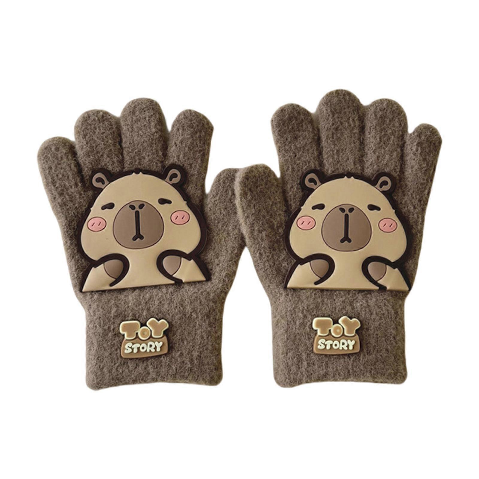 1 ζευγάρι άνετα πλεκτά γάντια για παιδιά ζεστά γάντια χωρισμένων δακτύλων κρεμαστά γάντια λαιμού για χειμερινά σπορ και σχολείο