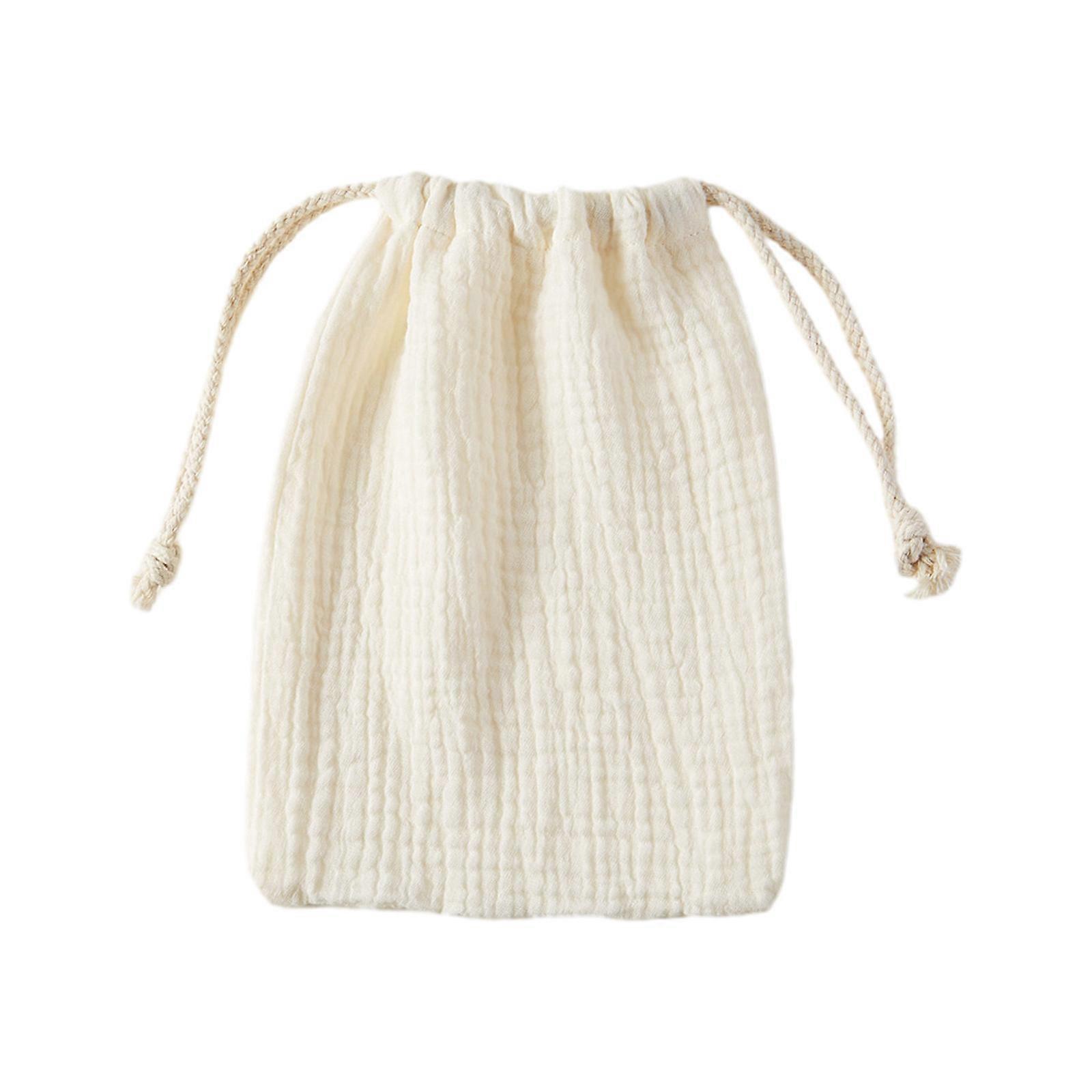 Cotton Baby Diaper Storage Bag String Nappy Organizers Drawstring Pouch Babies Essential for Toddlers Stroller Cribs White